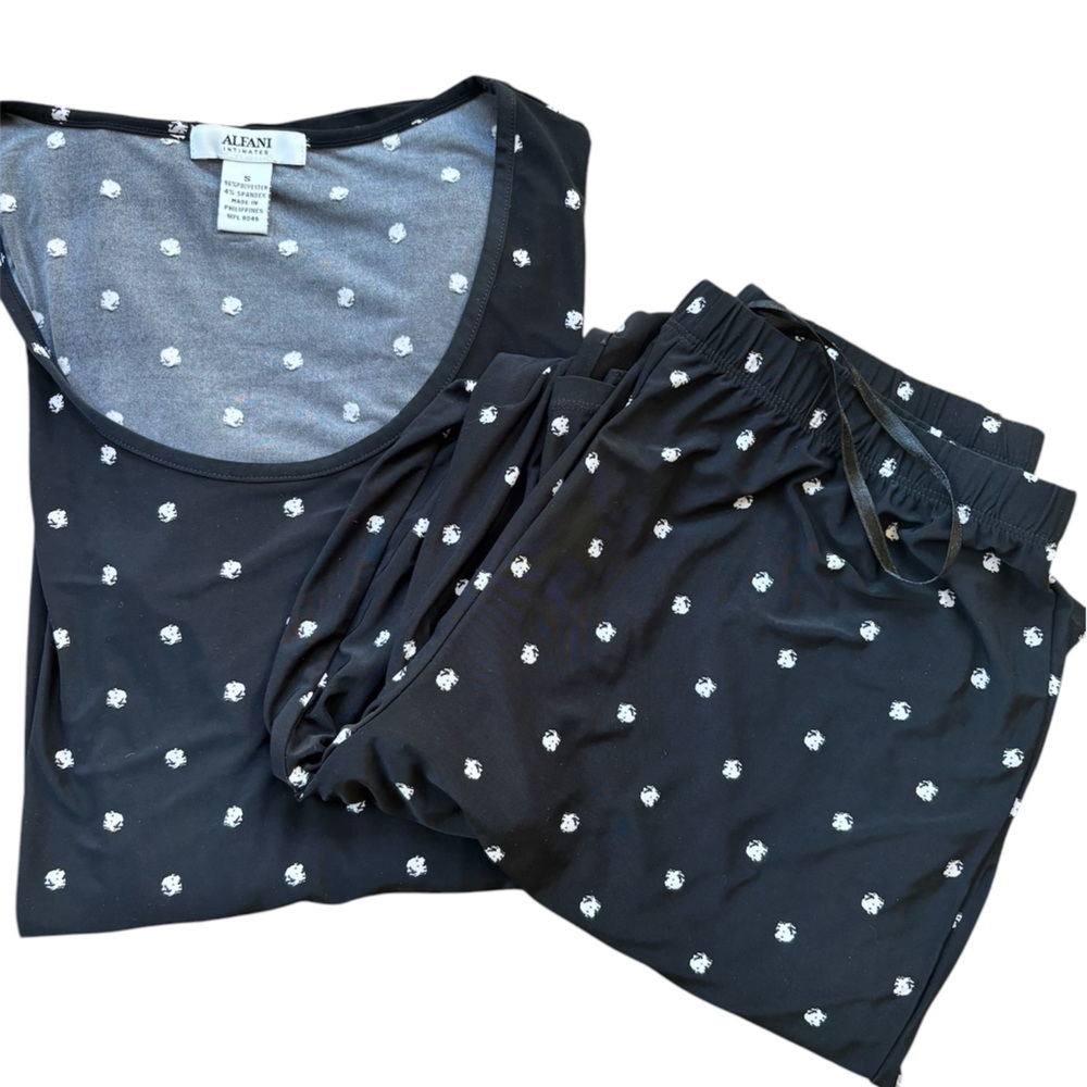 Alfani long-sleeve pajama set black and white polka dots so comfy